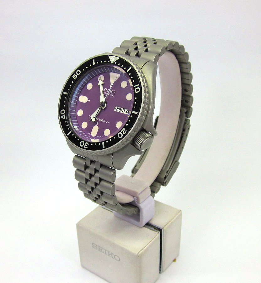 pre sale 7s26 skx007 bead blast case jubilee bracelet VIOLET / PURPLE dial  classic stainless steel - Mad Mod World